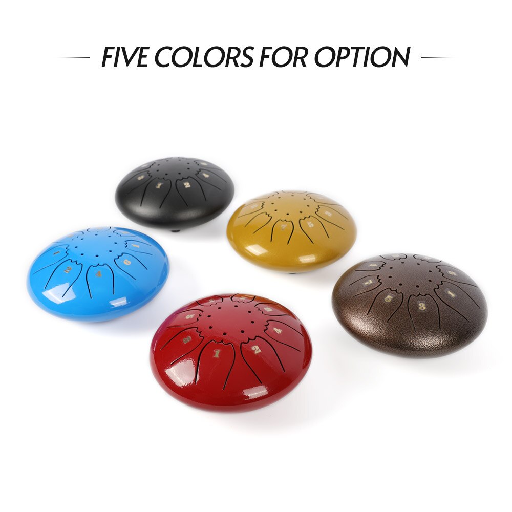 Mini Steel Tongue Drum Metal Hand Drum 5 Inch C Tone 8 Notes Percussion Instrument Stainless Steel with Storage Bag Drumstick