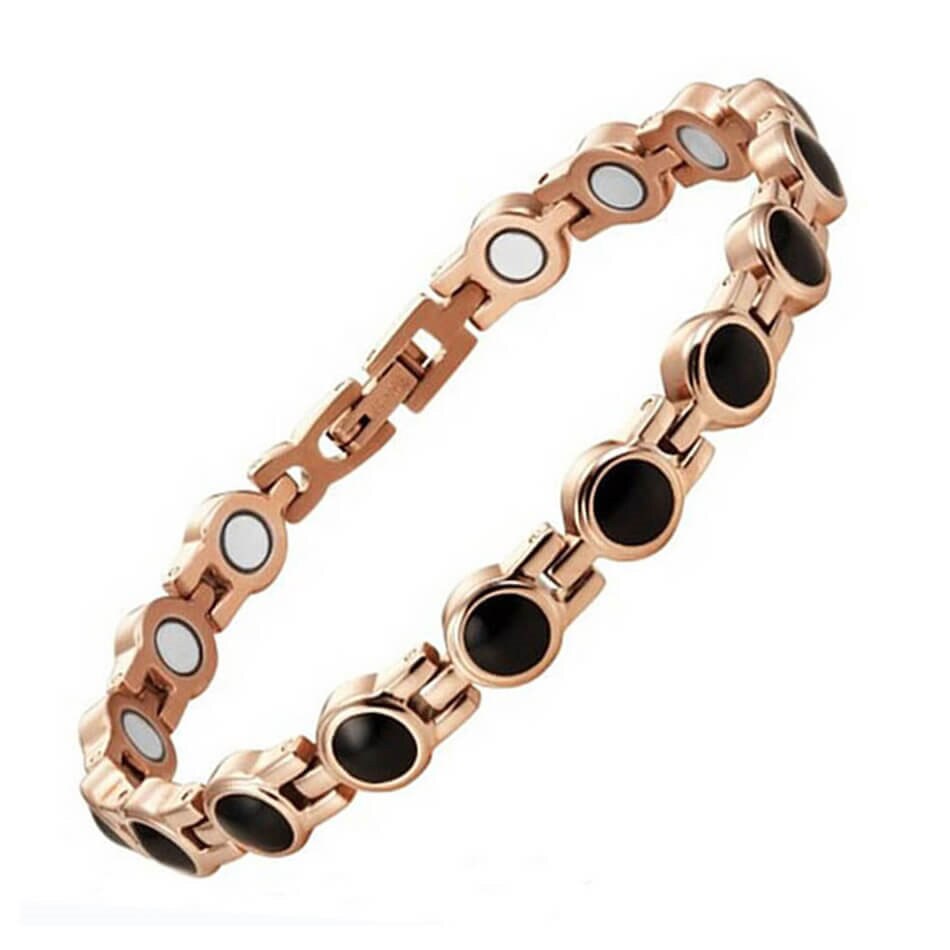Rhinestone Woman Magnetic Power Bracelet Health Energy Gold Jewelry Lady Stainless Steel Bracelets Bangles: C1
