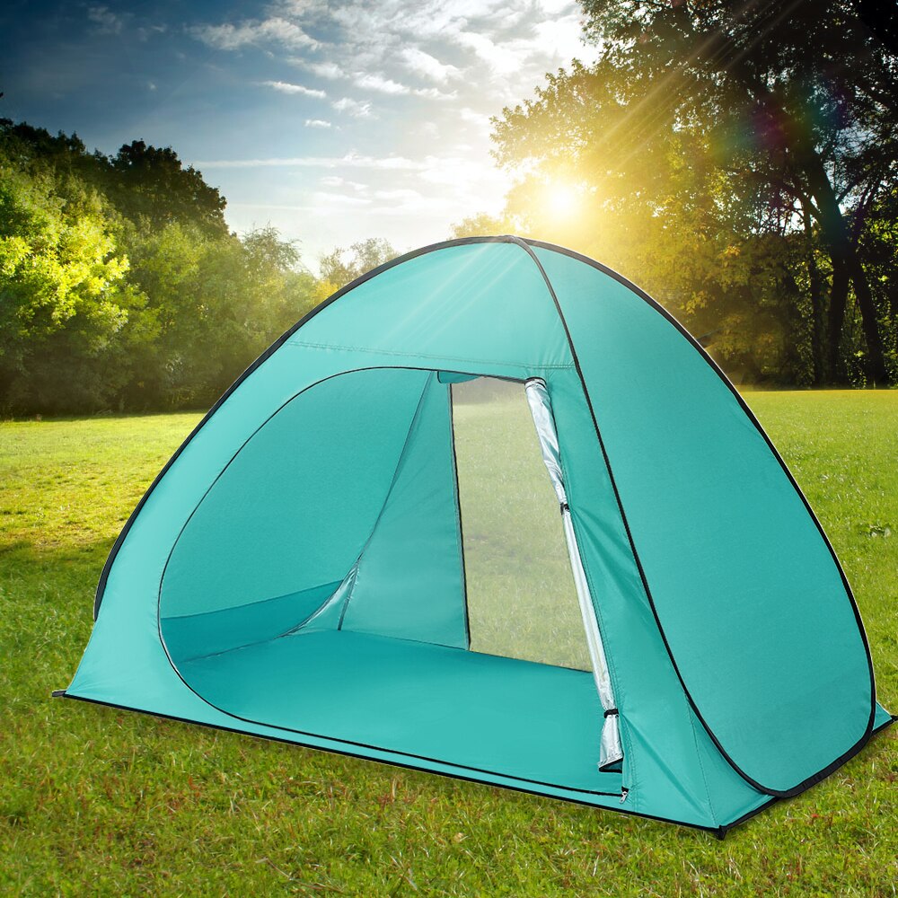 Lixada automatische pop-up strandtent, kampeerdouche, toilettent, zonnescherm, cabana voor 2-3 personen, upf 50+  uv-bescherming, strandschaduw