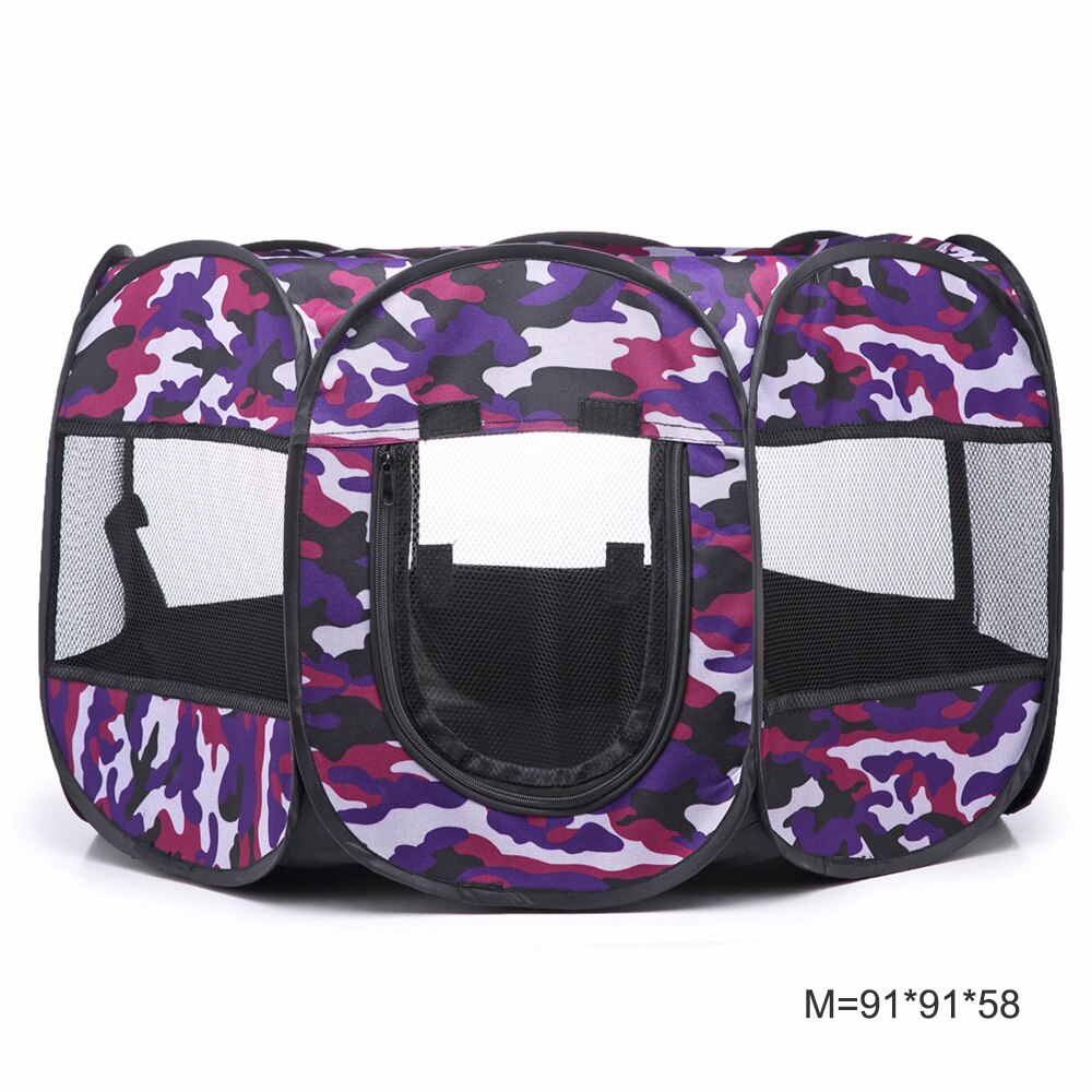 Camouflage Portable Folding Dog Kennel Outdoor Indoor Dog Crate Fences House Cage Water Resistant Mesh Shade Pet Cat Playpen