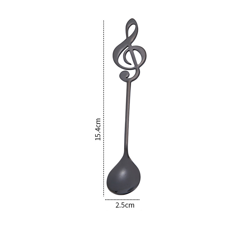 1/3/5/10pcs 304 Stainless Steel Musical Notes Coffee Spoon Stirring Cup Spoon Music Stick Ice Cream Spoon: grey / S