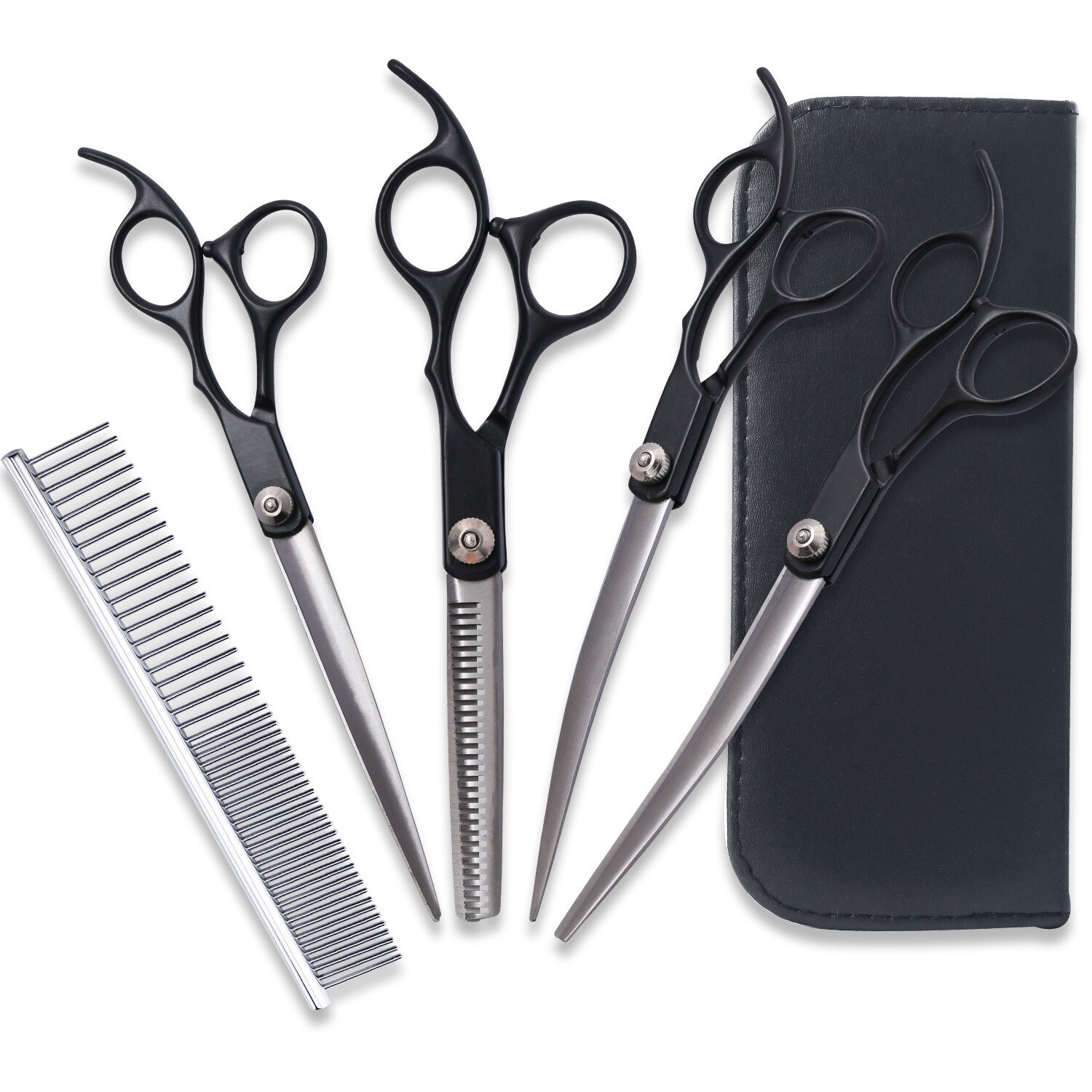 7 Inch Stainless Steel Scissors Set Dog Grooming Scissors Animal Cutting: black