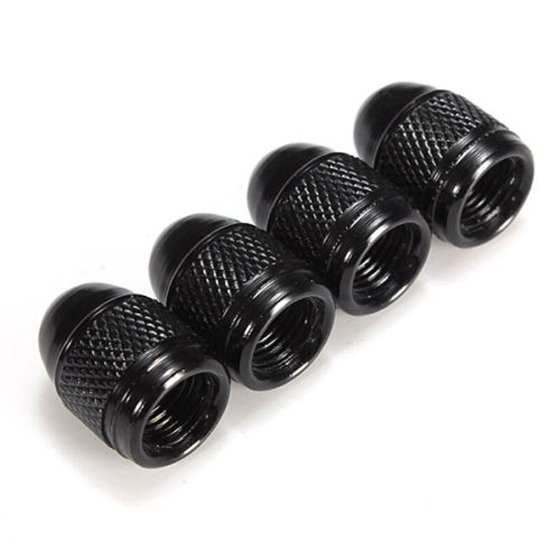 4 Stks/set Aluminium Auto Wiel Air Caps Zwart Ventieldopjes Stofdicht Duurzaam Voor Auto Vrachtwagen Auto Accessoires