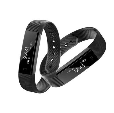ID115 Smart Band Armband Stappenteller Fitness Smartband Wekker Trillingen Polsbandje Kleur Screen Smart Armband Sport: Black