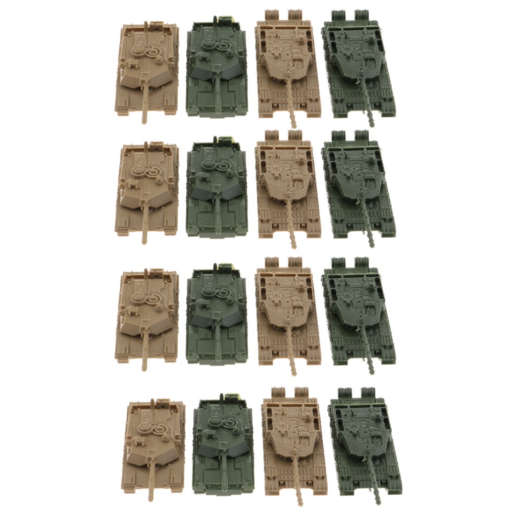 16PCS 1:144 Scale 4D Modern Tanks Model Finished Tank Model 360 Rotatable Toys for Kids Boys