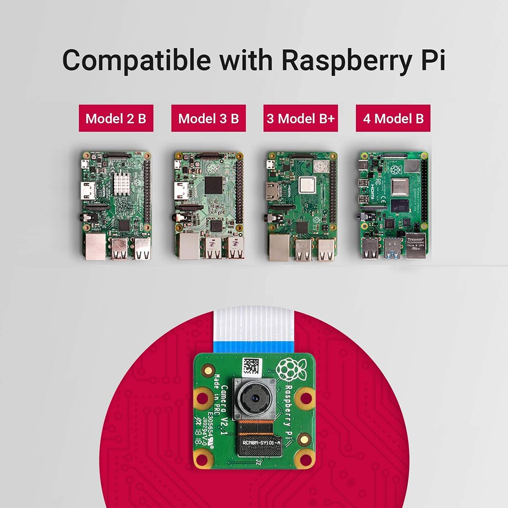 Official Raspberry Pi Camera V2 Module with Sony IMX219 Light-sensitive Chips 8MP 1080P Video Camera for Raspberry Pi 4B 3B 2B