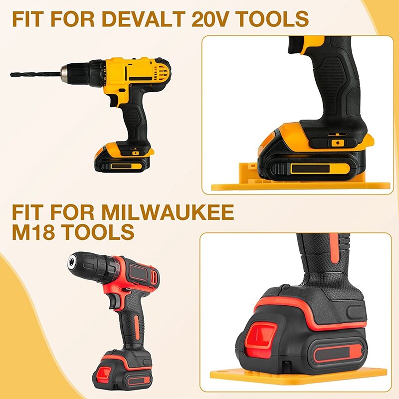 20 Pack Tool Mount Tool Holders with Screws Drill Holder Wall Mount Drill Bit Case with Dewalt 20V/ 12V, MKM18