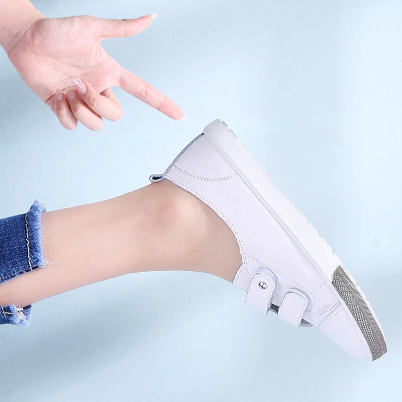 Tkn herfst dames sneakers flats slip on ballerina's loafers dames casual bootschoenen klittenband leren schoenen dames 180