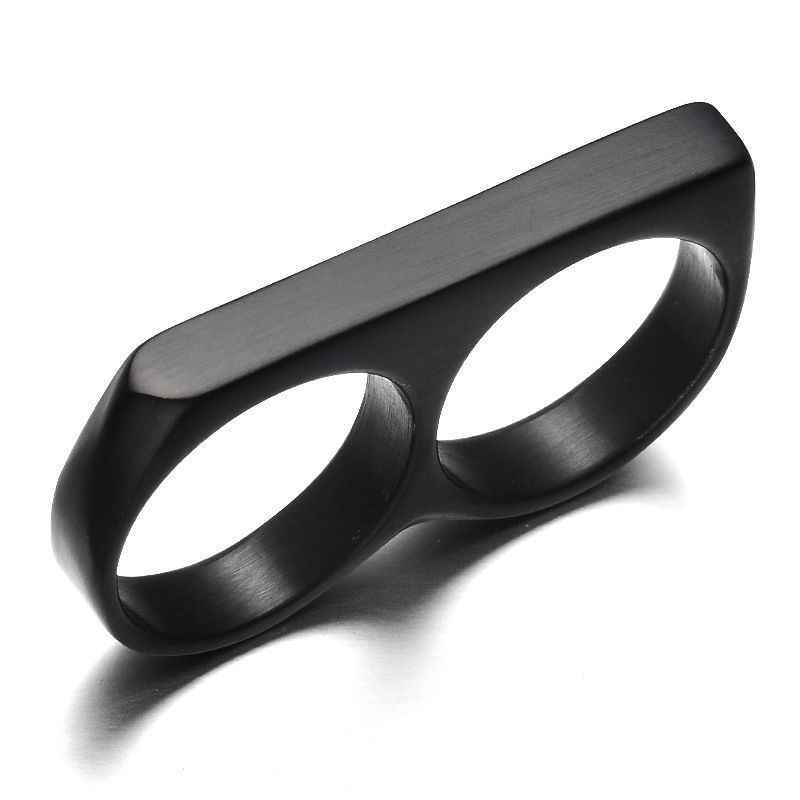 Twee Vinger Ringen Man Metal Hard Ring Voor Party 2 Vingers Ring Rebelse Ring Opstand Persoonlijkheid Sieraden Fzl Non-overeenstemming Jongen: 8 / Black