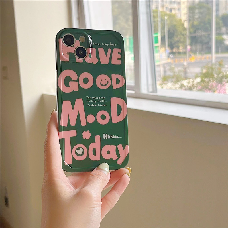 Funda de teléfono con letras en inglés para IPhone, carcasa a prueba de golpes, estilo Simple, Rosa, Verde, 14, 12, 13, 11 Pro, Pro Max Plus, X, XR, Xsmax