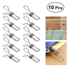 10 Pcs Rvs Wasknijpers Metalen Clips Sokken Clips Wasknijpers Multifunctionele Kleding Deken Klemmen Metalen Pinnen Doek