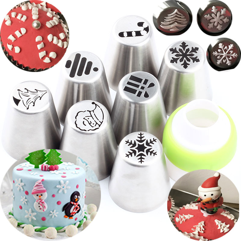 Kerst 8 Pcs Piping Icing Rvs Tips Gebak Russische Nozzles Bakken Zoetwaren Gebak Cake Decoratie Gereedschappen Cookie