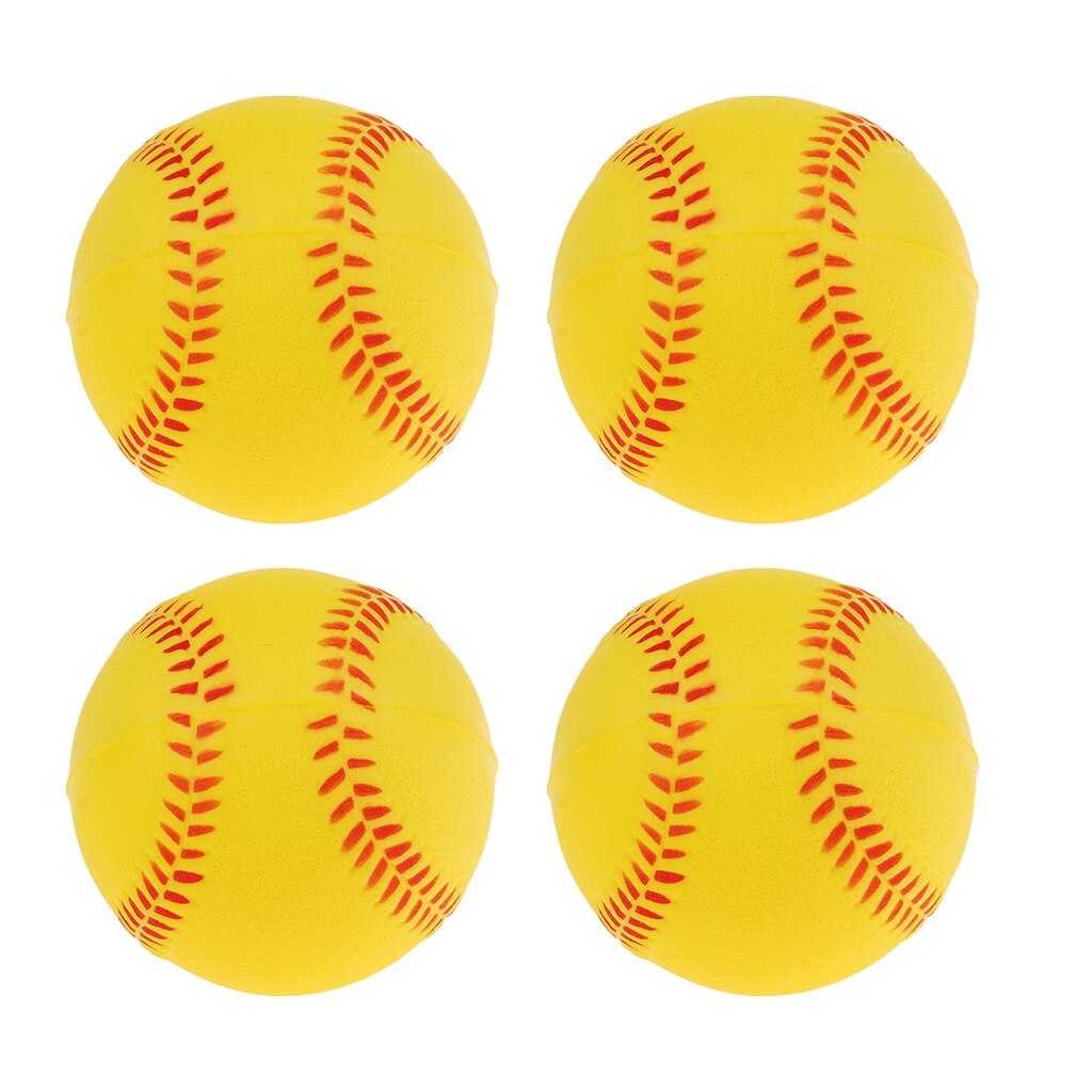 4x Exercise Safety Batting Practice Baseball Softball Bouncy Ball Yellow