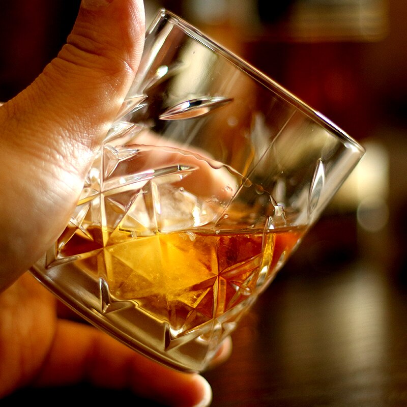 7oz gårdshus blyfri kristall gammaldags whiskyglasögon set  of 2 tumblers för att dricka whisky, vodka -provsmuggar