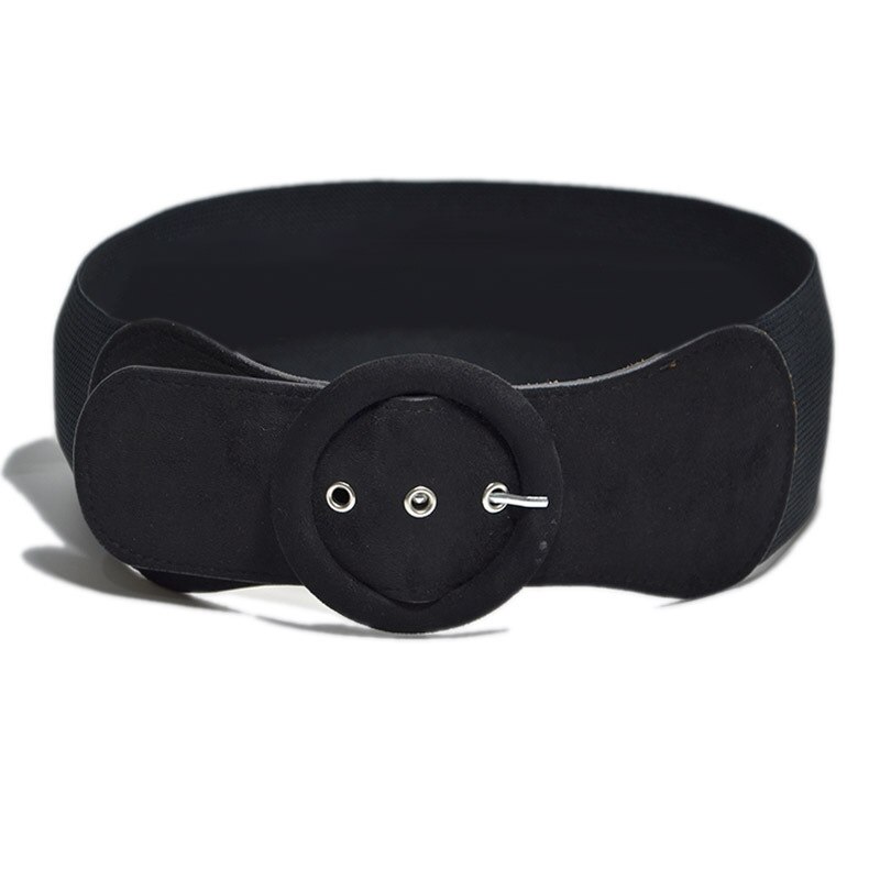 Moda damska zamsz elastyczny pas dół kurtki szeroki pas dobre dopasowanie elegancka sukienka ze sprzączką pas klamra miękki pas: czarny