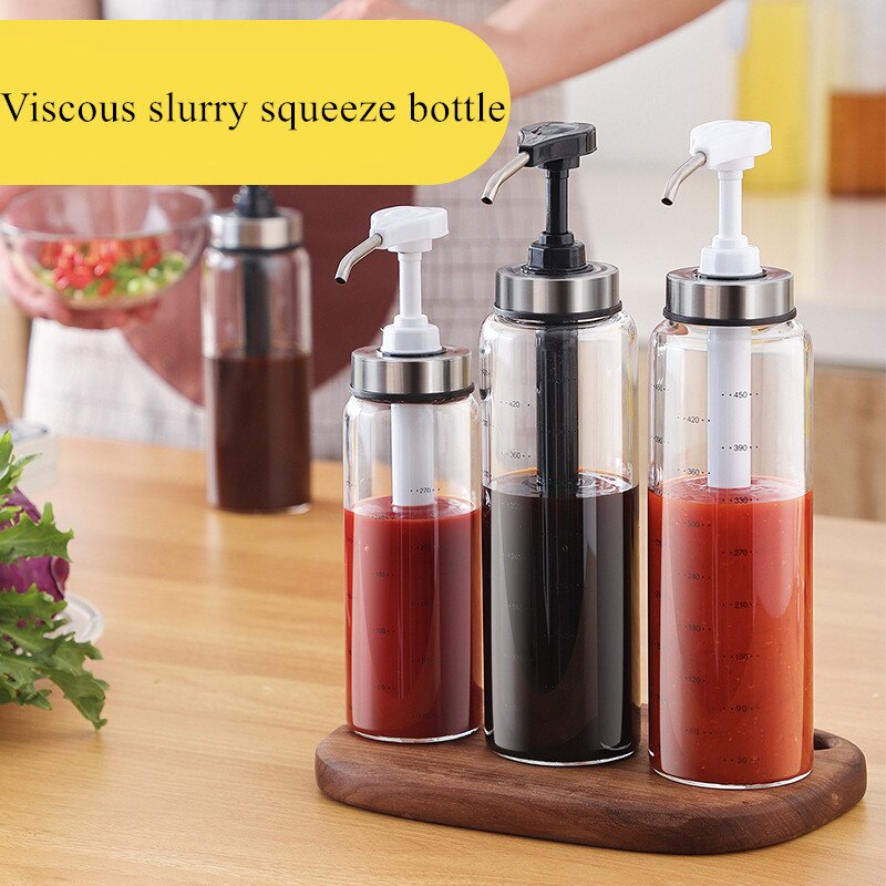 300ml/500ml Gewürz Flasche Spender Ketchup Soße Flasche Spritzgerät Küche Container Glas Lagerung Flaschen für Öl und essig