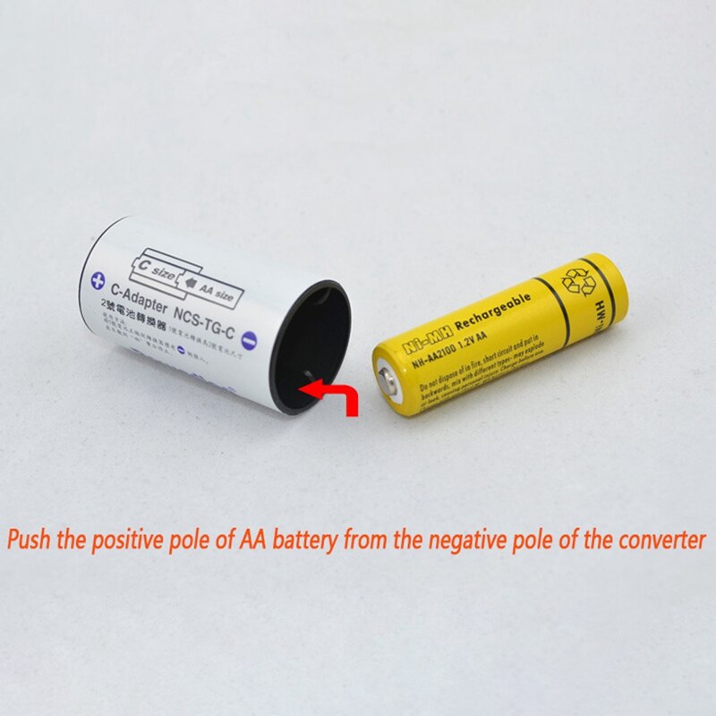 Powerlion C Größe Batterie Adapter, AA Bis C Größe Batterie Abstandshalter Konverter fallen Verwenden Mit AA Batterie Zellen-4 Pack