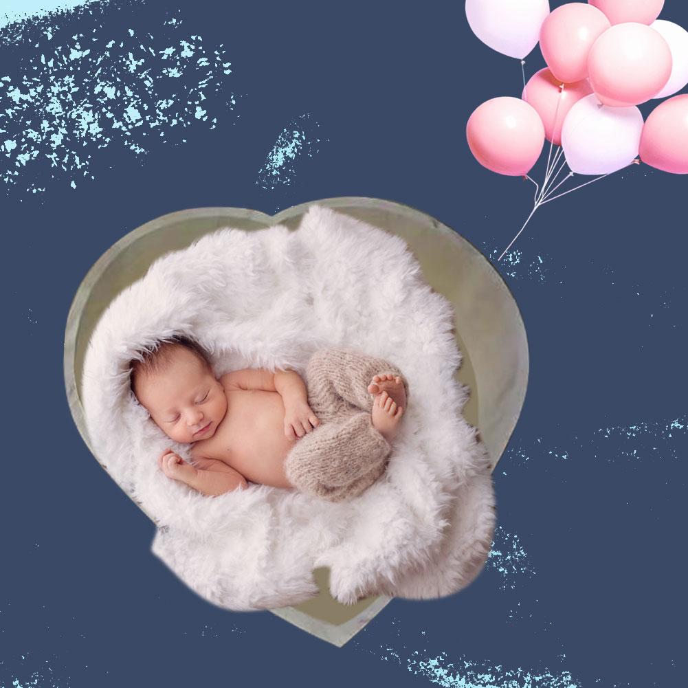 Lille træ baby fotografering kærlighed form seng badekar foto rekvisitter krybbe nyfødt baby fotografering seng rekvisitter til baby