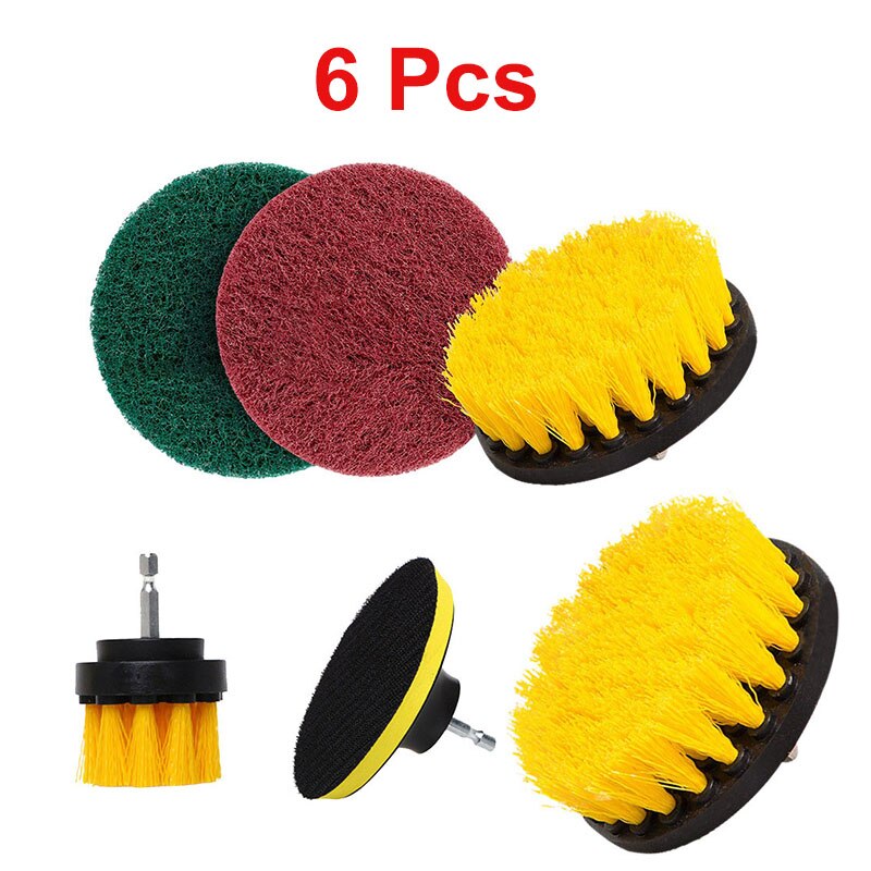 Juego de cepillos eléctricos para limpieza de alfombras, cepillos de nailon para neumáticos de coche, redondos de plástico, 1/3/6/12 Uds.: 6 pcs