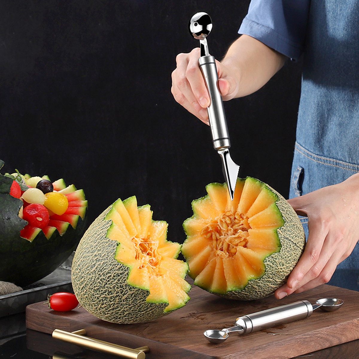 Fruit Platter Carving Knife Melon Scoops Ice Cream Scoop Watermelon Ballers DIY Assorted Fruit Slicer Tool