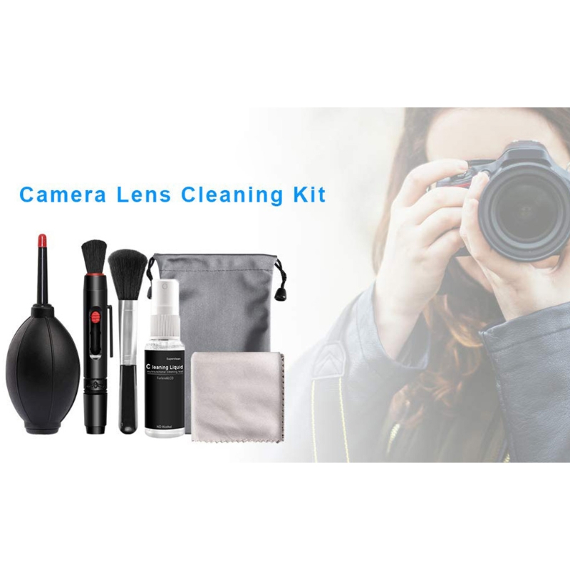 6 em 1 kit de limpeza da câmera, ferramenta de limpeza profissional da lente dslr com saco de armazenamento portátil para teclados da lente do sensor do ccd