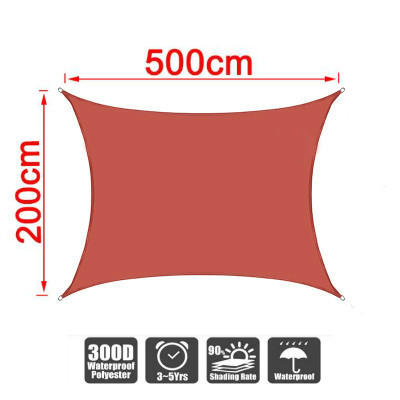 300D Wasserdichte Große Sonnensegel Platz Rechteck Garten Terrasse Baldachin Schwimmen Sonne Schatten draussen Camping Hof Segel Markisen: IronRed 2x5m
