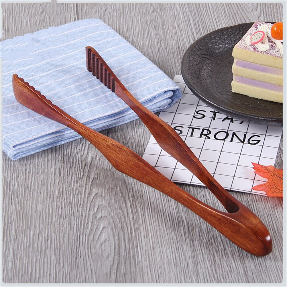 Wood Food Tongs Barbecue Steak Tongs Bread Dessert Pastry Clip Clamp Buffet Kitchen CookingToolsb 1 pc