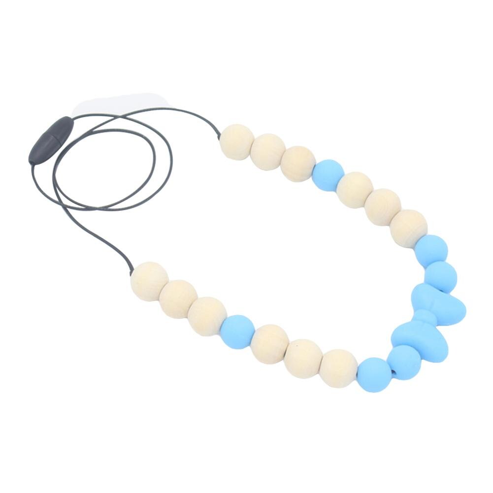 Baby Siliconen Strik Ronde Bead Charm Bijtring Ketting Verpleging Kinderziektes Speelgoed: Blauw