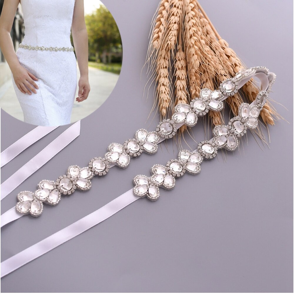 Cinturón TOPQUEEN para vestido de boda, cinturón de joya para mujer, cinturones formales, cinturón de diamantes de imitación, cinturón de purpurina plateada, Cinturón fino para dama de honor S397