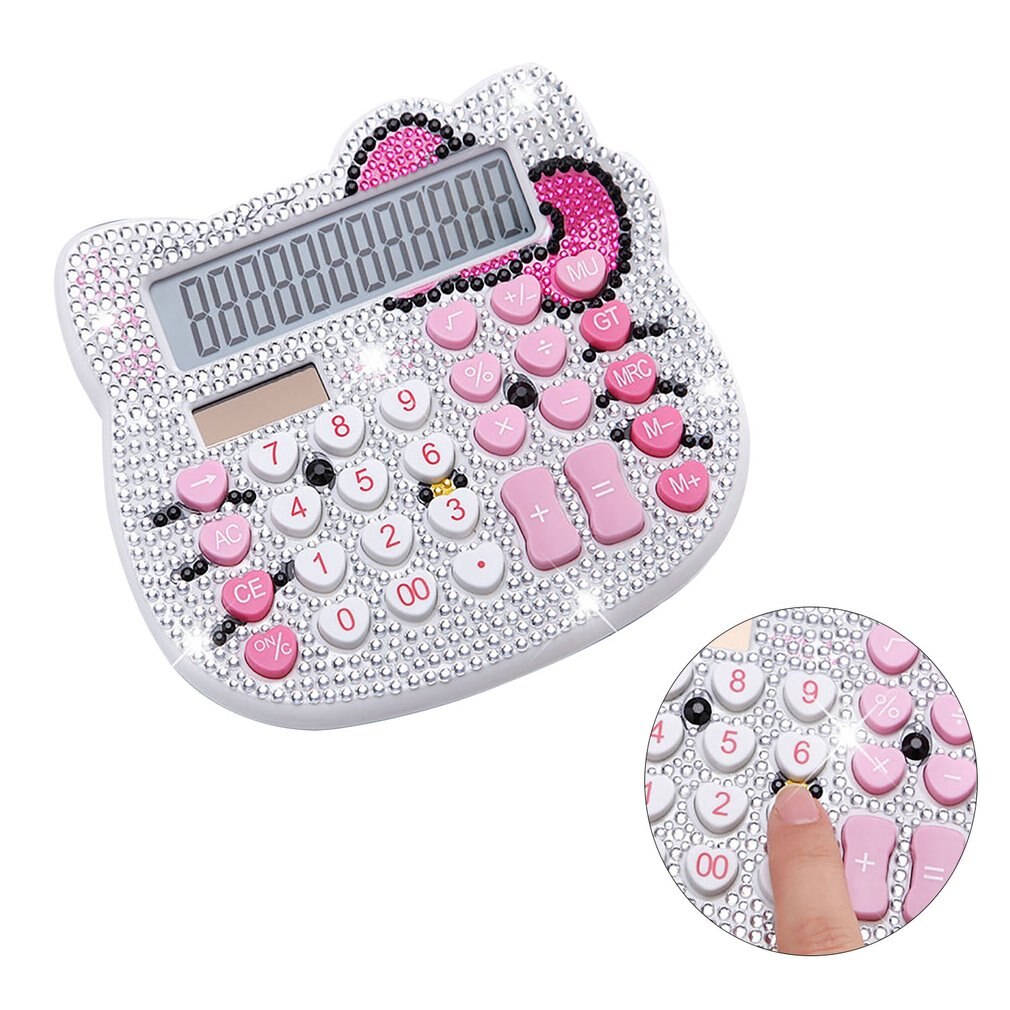Strass cristal diamante mini calculadora de plástico moda energia solar calculadora estudante escritório papelaria