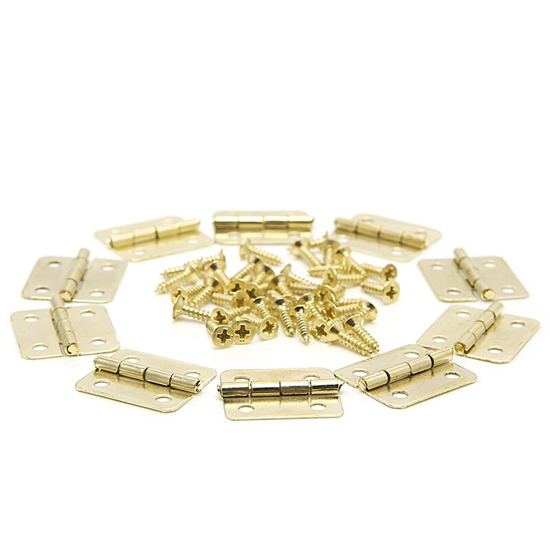 10 st köksskåp dörr gångjärn möbler tillbehör 4 hål guld låd gångjärn för smycken lådor möbler beslag 18 x 16mm