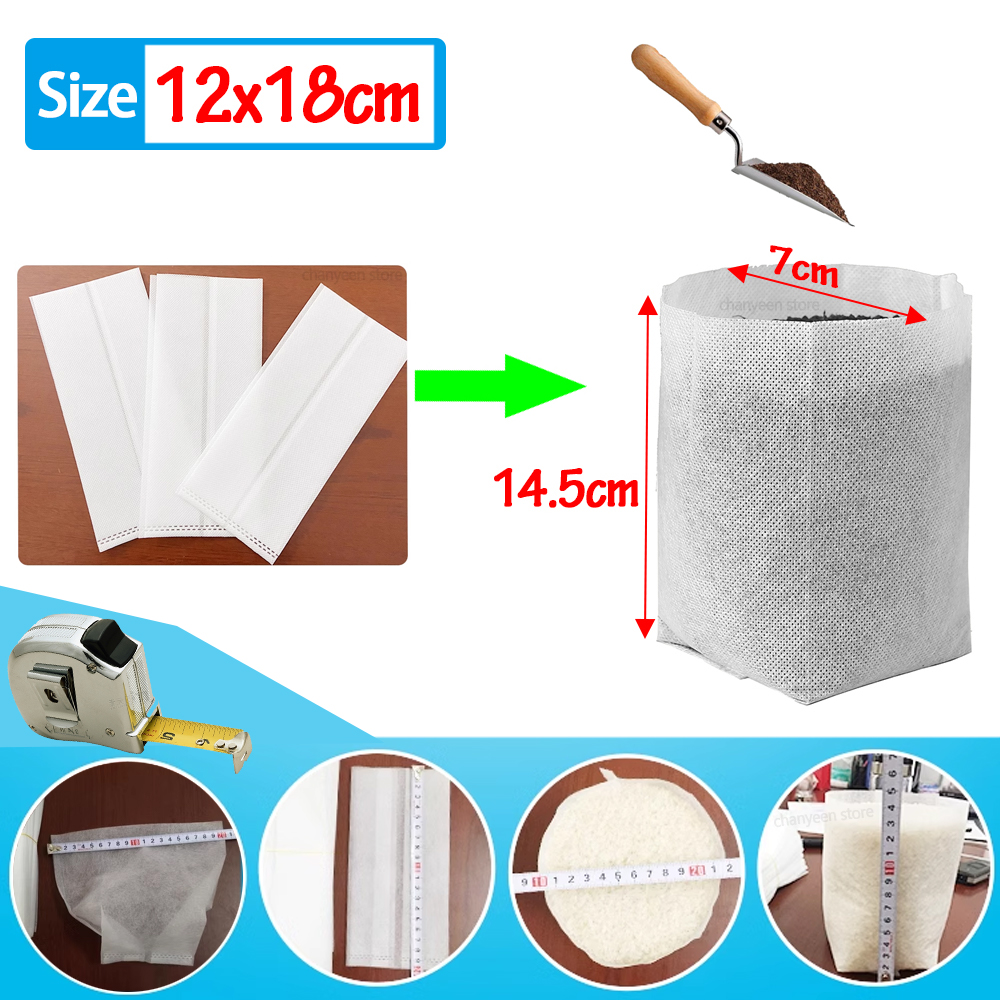 100 stk. planteposer, planteskoleposer, frø til såning, blomsterpotter, bionedbrydeligt ikke-vævet stof til hjemmet, havetilbehør, værktøj: Chokolade