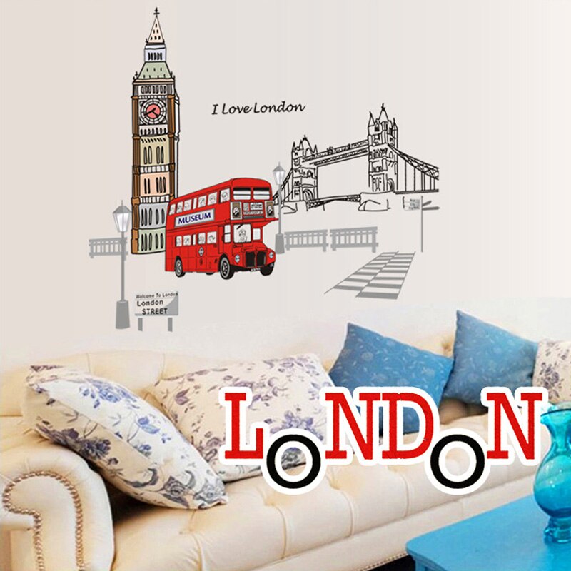 London Wall Decals City Silhouette England Building Vinyl Murals Living Room Office wall Art Rotterdam Stickers Home Decoration