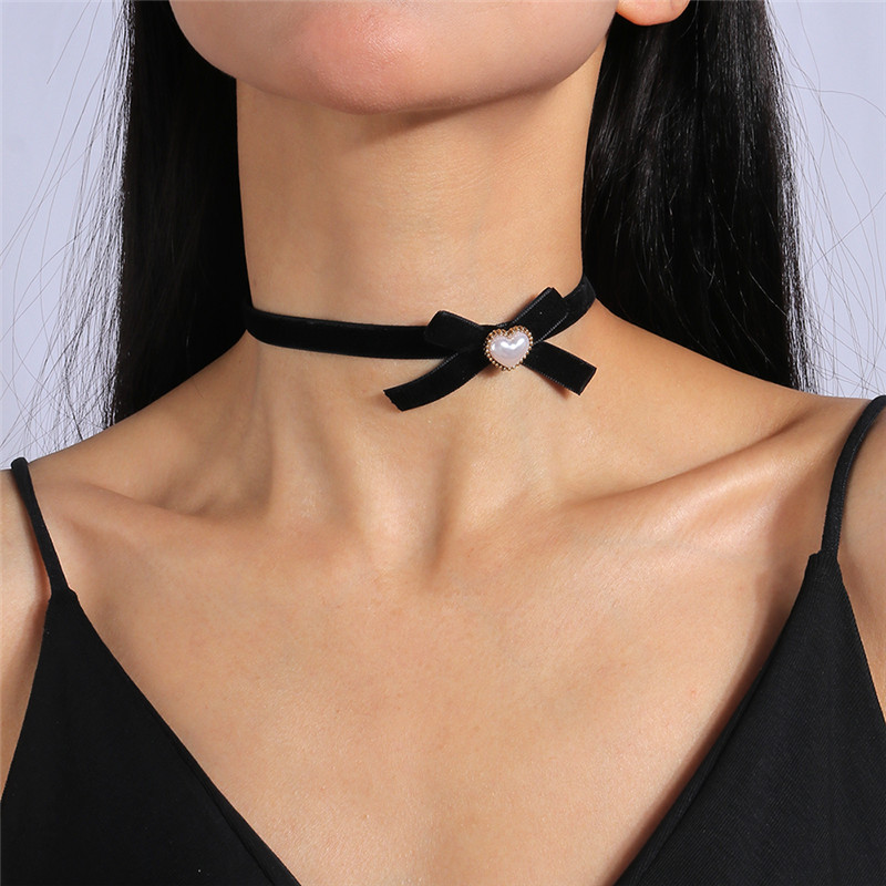 Mode Sexy Zwart Fluwelen Chokers Kettingen Punk Stijl Verklaring Kristal Liefde Harten Ketting Voor Vrouwen Partij Sieraden: Blauw