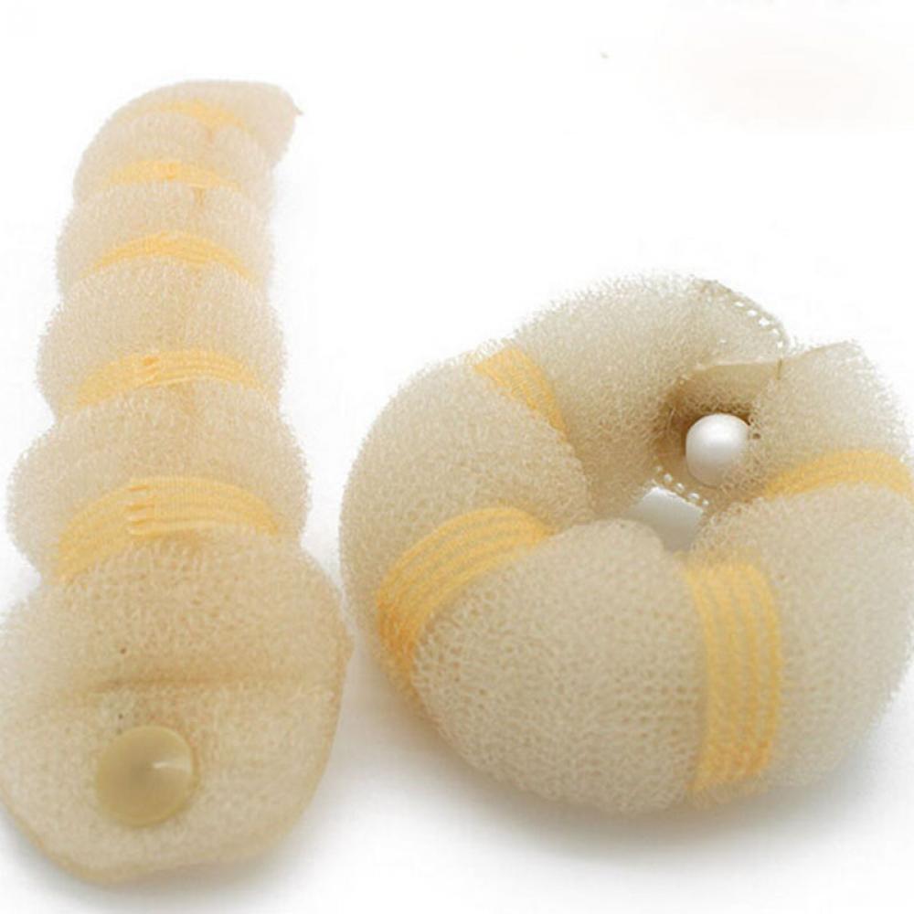 2 unids/set uno grande y uno pequeño novedosa mujer cubierta negra café mágico pelo para moños estilo moño Accesorios de belleza: beige