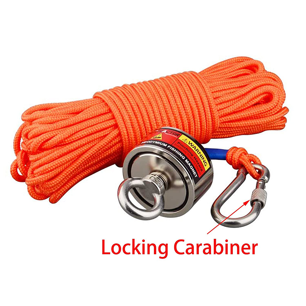 160 kg * 2 starker Neodym-Magnet, doppelseitige Suche, magnetischer Super-Power-Bergungs-Angelmagnet mit Suchseil