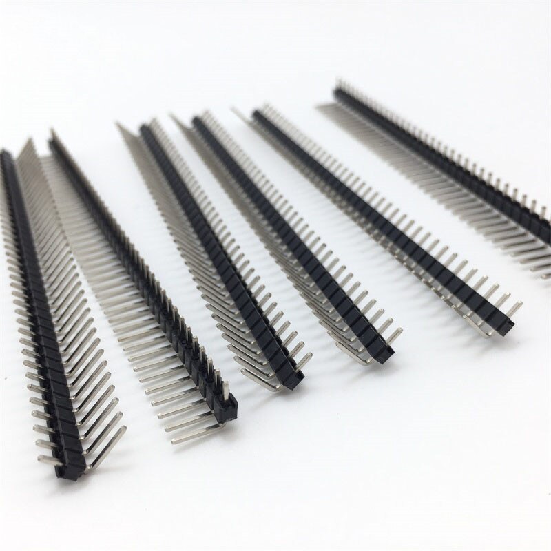 10 stk 1x 40 pinner 2.54 mm rettvinklet enkeltrads pinnehode hann 90 gradere nålkobling