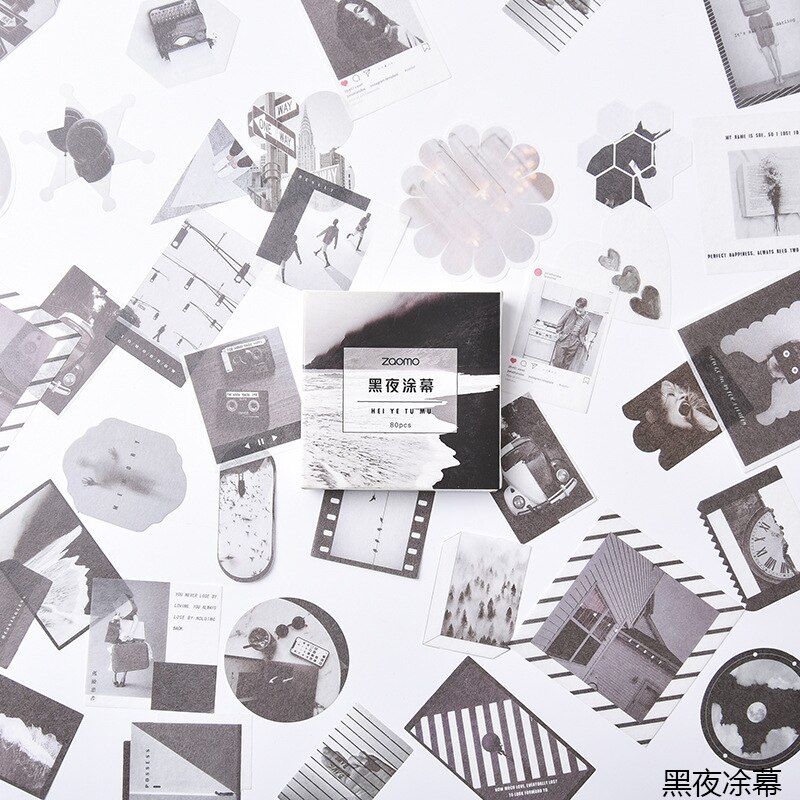 XINAHER 80 Pcs/box Vintage INS life Journal paper sticker DIY decoration sticker for album scrapbooking label sticker: A