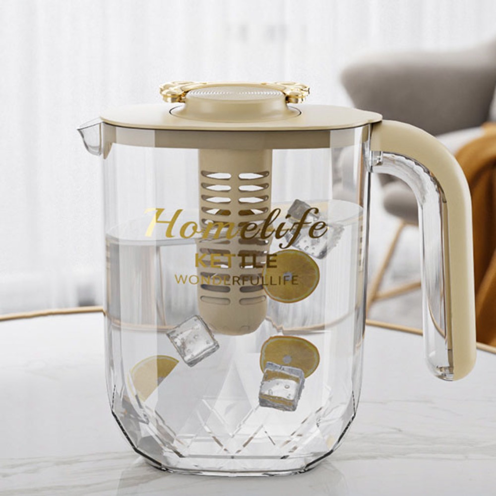 Drinkware Heat Resistant Cold Kettle Transparent with Filter and Cup Water Jug Plastic Large-capacity Water Bottle Jucie: army green