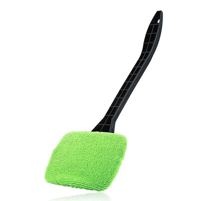 Bilrude forrude børste mikrofiber klud automatisk vinduespudser langt skaft bilvaskbar børste rengøringsværktøj med 2 stk klud: 1