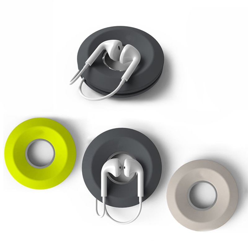 Cute Donut Magnet Silica Headphones Earphone Holder Cable Winder Cord Organizer Box Cord Wire Storage Case Managemet