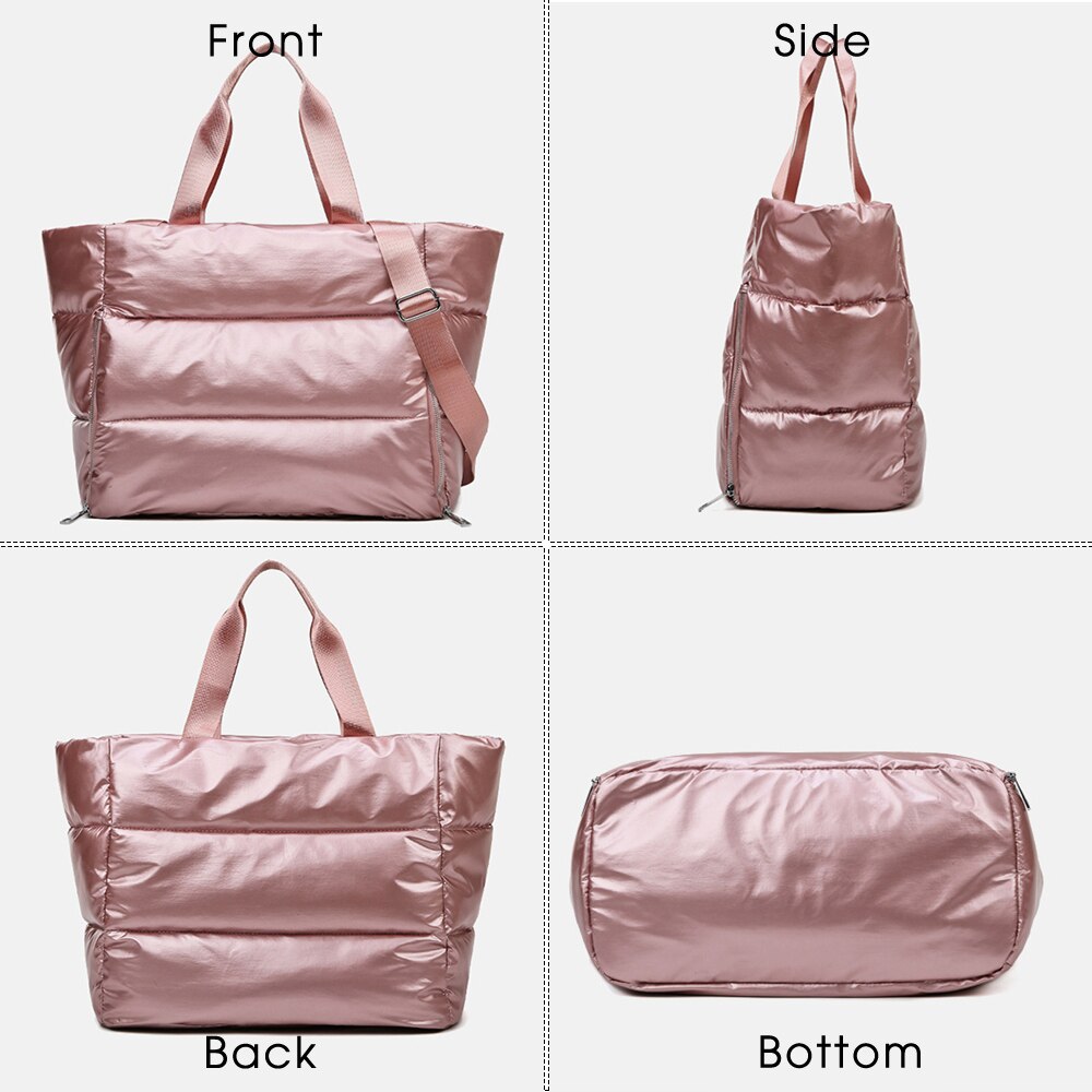 Winter Pluizige Gewatteerde Vrouw Handtas Grote Gewatteerde Shopper Bag Vrouwelijke Gewatteerde Tassen Vrouwen Nylon Schoudertassen Casual Geblazen Tas