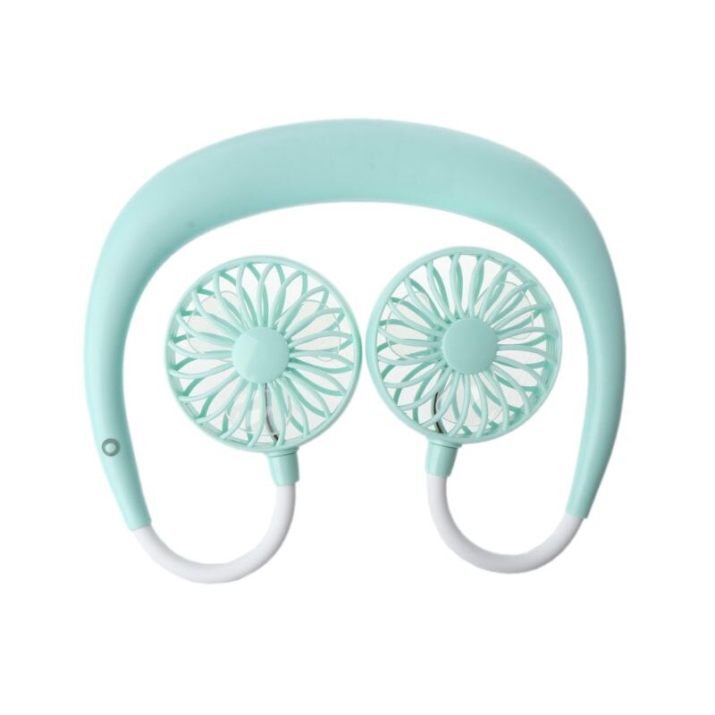 3.7v 1200 mah usb oplaadbare 3 versnellingen draagbare draagbare ventilator handsfree nek hangende mini sportventilator luchtkoeler: Blauw