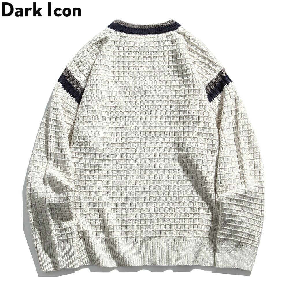Foncé icône lettres broderie hommes femmes pull col rond automne hommes chandails tricots homme vêtements