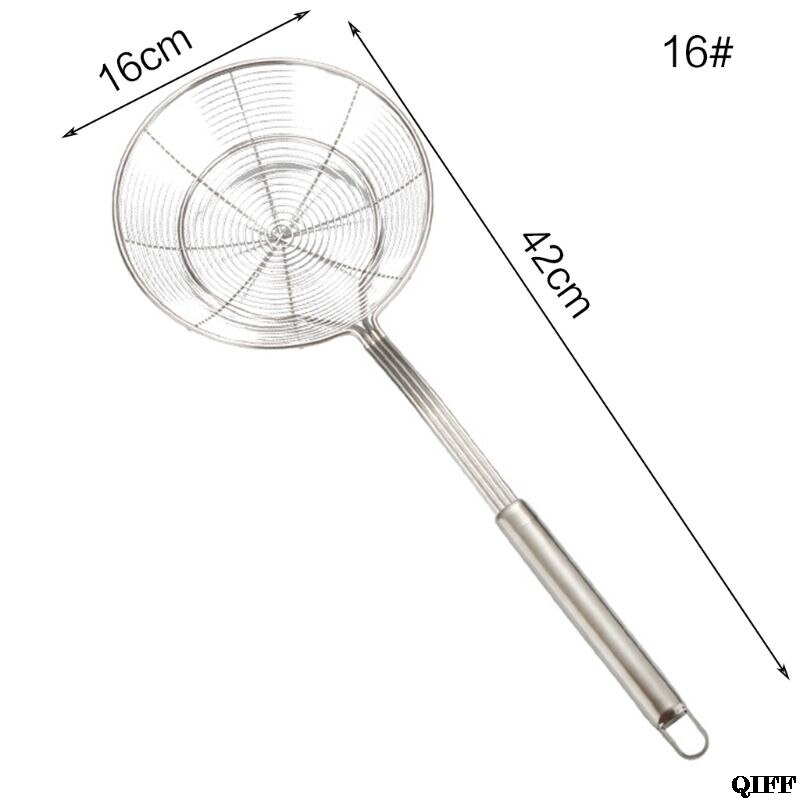 Spider Strainer Stainless Steel Skimmer Ladle Food Frying Spoon With Long Handle For Home Kitchen Fried Kitchen Restaurant JUN06: 9FF200256-16