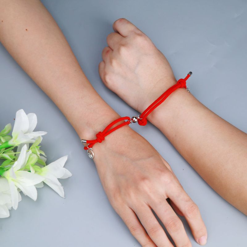 ANGELADY-pulsera de la Amistad minimalista para parejas, Kit de pulsera de distancia magnética trenzada, 2 unidades