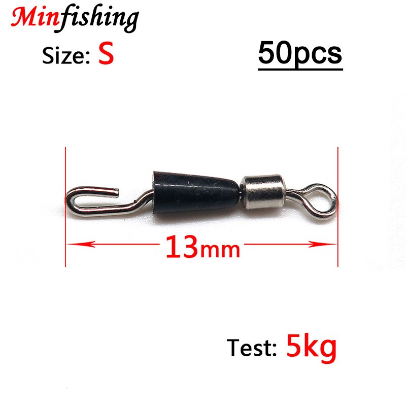 Minfishing 25 pcs/lot Quick Change Rolling Swivel Snap Clip with Rubber Sleeve Swivel Connector Fishing Line Lure Accessories: ZXJ-S-50