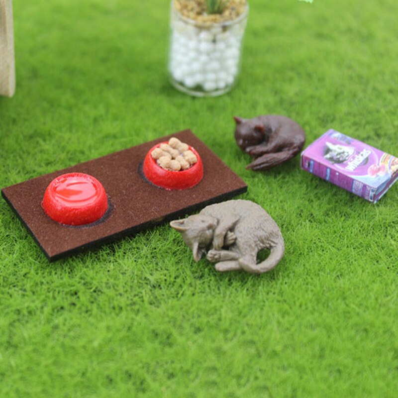 1PC di Cibo Ciotola del Gatto Del canna Contenitore di Alimento mini Resina Animale Domestico per 1/6 1/12 Casa Delle Bambole Finta Mobili Giocattolo Regalo per bambini