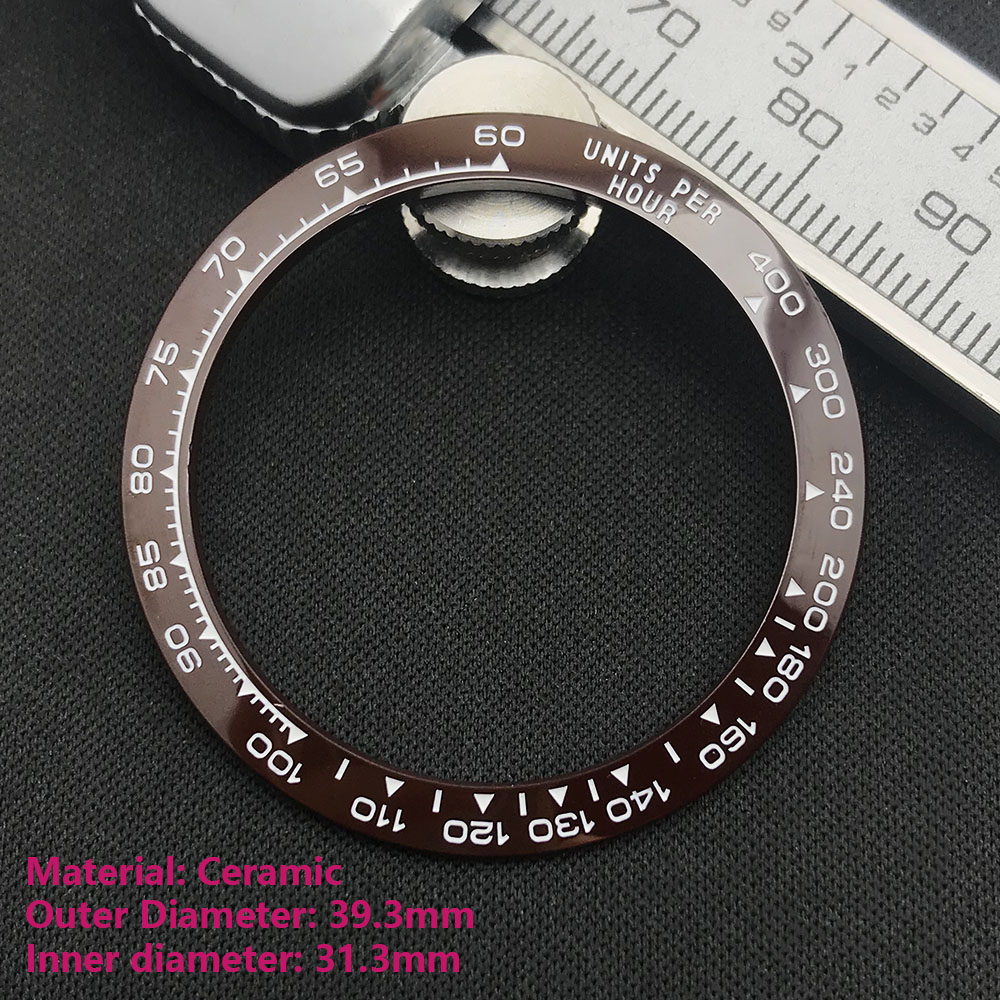 Daytona Geneigten Metall oder Keramik lünette einfüGen 39.3 * mm * 31,3mm Für Daytona uhr teile (Keine Leucht): Gold