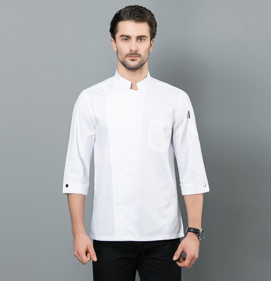 Food Service Kitchen Work Jackets Restaurant Chef Uniforms Sushi Bakery Cafe Waiter Catering black white coat: White / XXXL